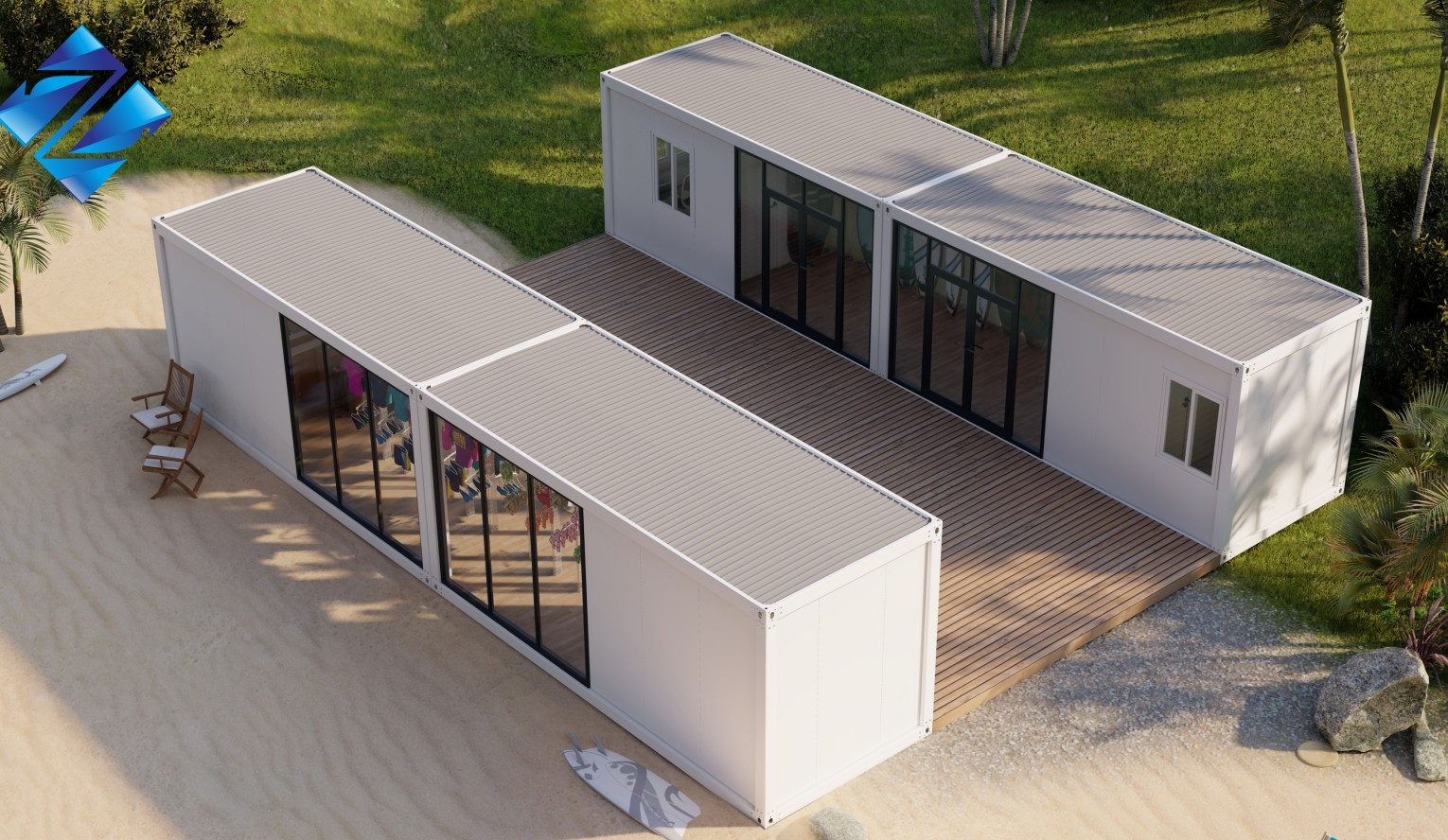 Economical Prefab Modular Container Homes Quick Assemble Seaside Shops